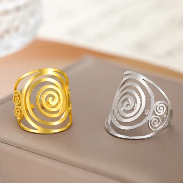 Bague ouverte géométrique en spirale Bagues larges réglables en…