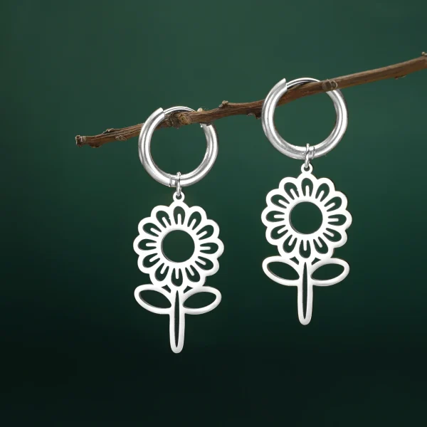 Boucles d'oreilles pendantes de fleurs mignonnes pour… – Chant… – Image 2