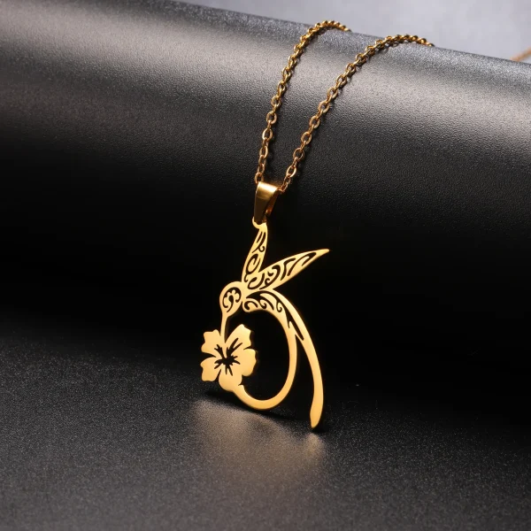 Colliers avec pendentif fleur de colibri pour femmes et filles,… – Image 4