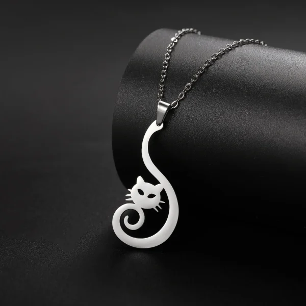 Collier pendentif chaton pour femmes et filles, chaîne de pull… – Image 14