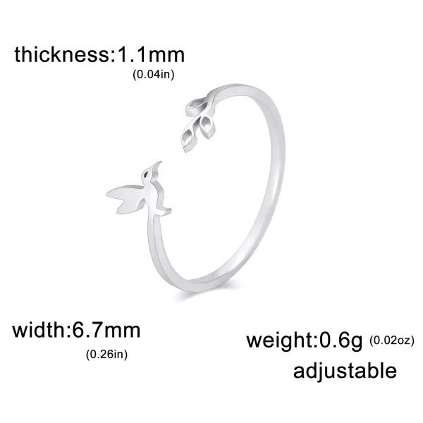 Bague Ouverte Arbre Feuilles et Oiseau pour Femme,… – Rune de… – Image 8