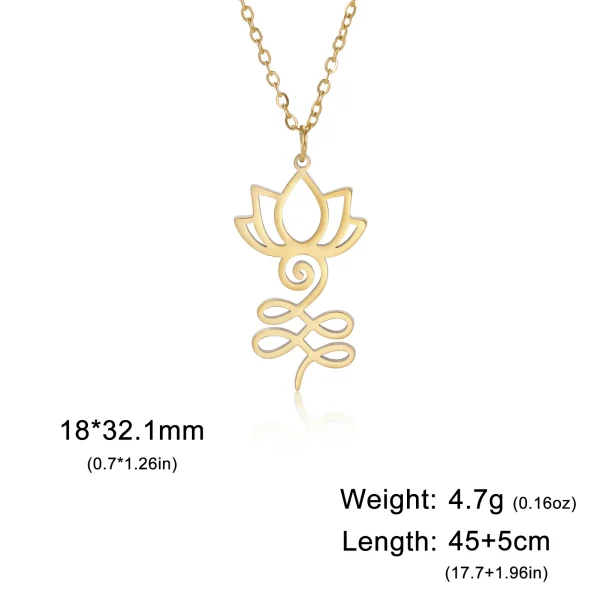 fleur de Lotus Yoga Om Unalome pendentif collier en… – Éclat… – Image 11