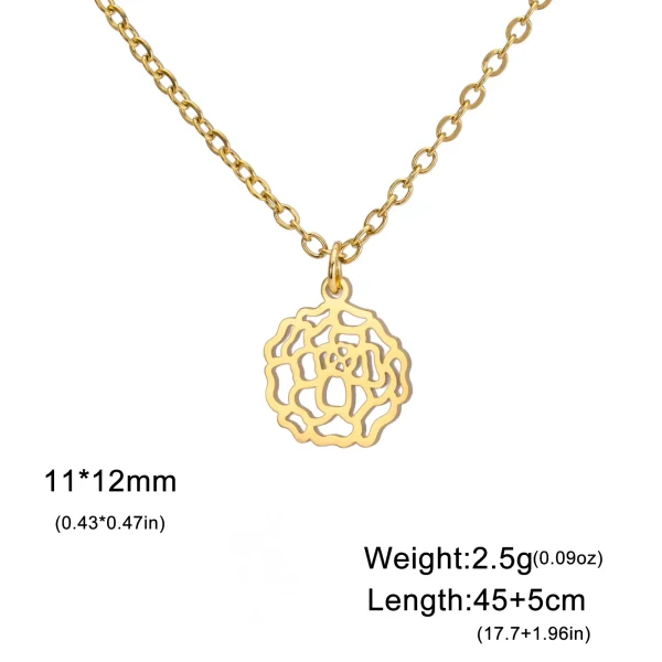 Collier pendentif fleurs pour femme, acier inoxydable,… – Ailes… – Image 9