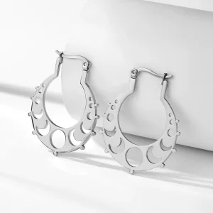 Boucles d'oreilles créoles en acier inoxydable Phase de… –…