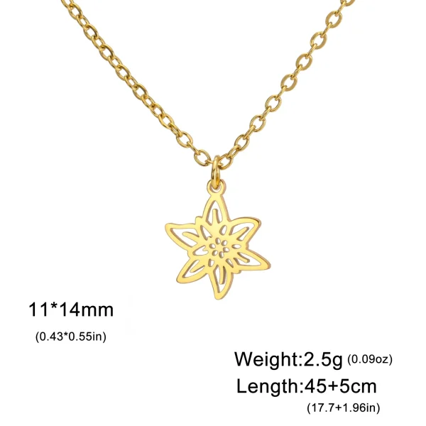 Collier pendentif fleurs pour femme, acier inoxydable,… – Ailes… – Image 17