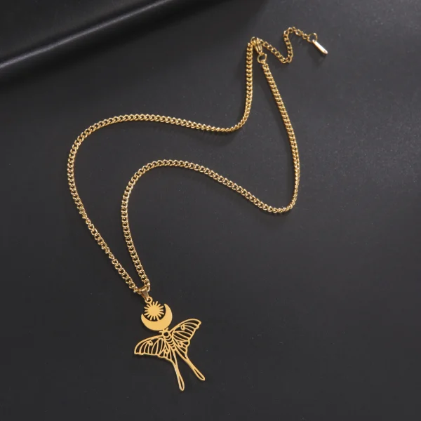 Collier pendentif lune soleil papillon pour femme,… – Chant des… – Image 5