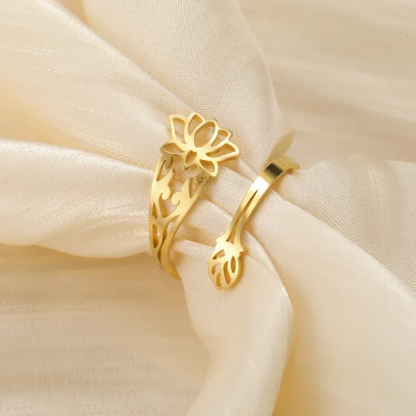 bagues fleur de Lotus pour femmes, en acier… – Chant des Sylves – Image 12