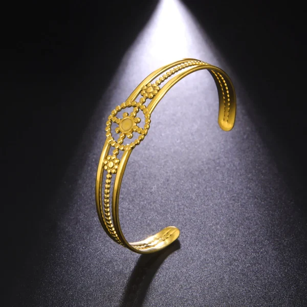 Bracelet manchette soleil en acier inoxydable pour… – Chant des… – Image 17