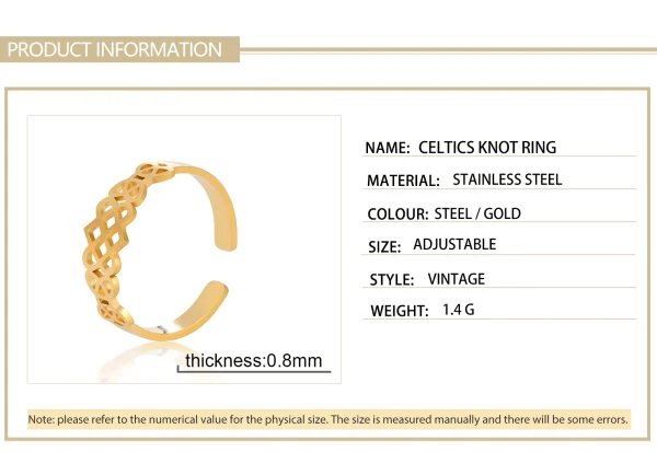 Irish Celtics Knot Ring for Women Stainless Steel… – Lueur… – Image 10