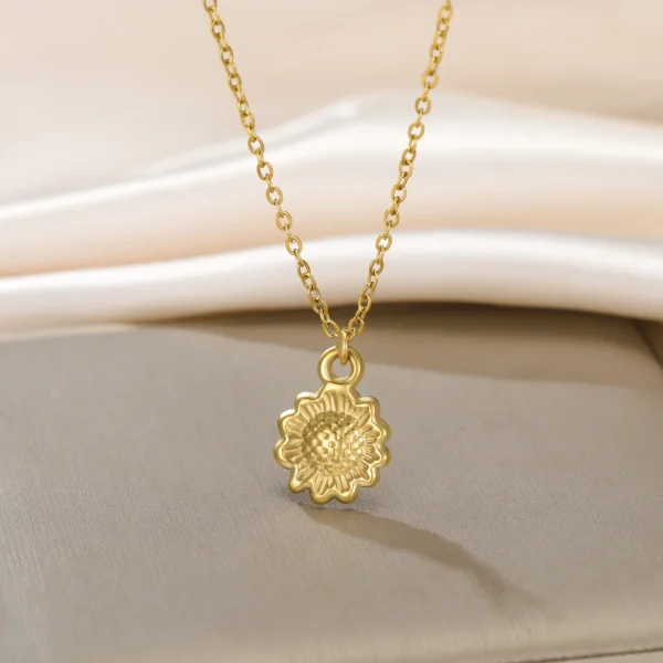Flower Pendant Necklace for Women Girls Stainless Steel… –… – Image 31