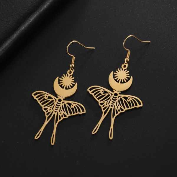 boucles d'oreilles lune soleil papillon pour femmes,… – Chant… – Image 16