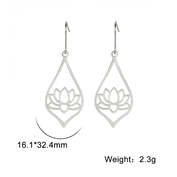 Lotus Dangle Earrings 2025 Stainless Steel Bohemian… – Ailes… – Image 11