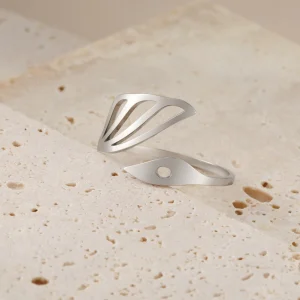 Elegant Swan Open Ring Women Stainless Steel Adjustable… –…