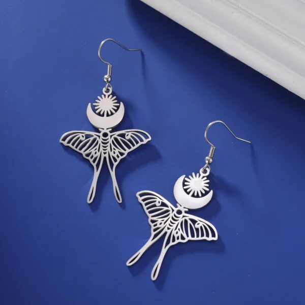 boucles d'oreilles lune soleil papillon pour femmes,… – Chant… – Image 19