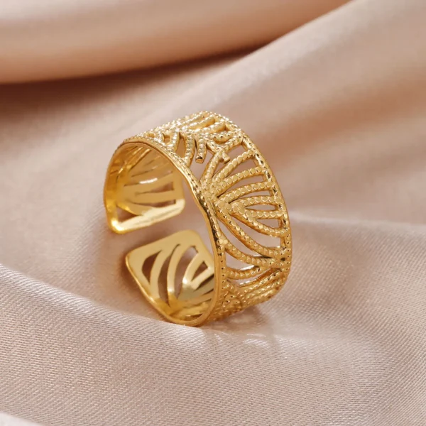Bague Feuilles en Acier Inoxydable pour Femme, Anneaux… – Rune…
