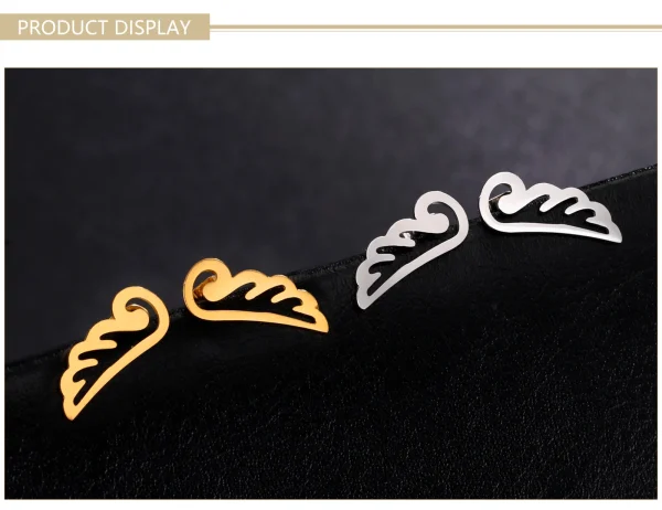 Boucles d'Oreilles Ailes d'Ange en Acier Inoxydable pour… –… – Image 11