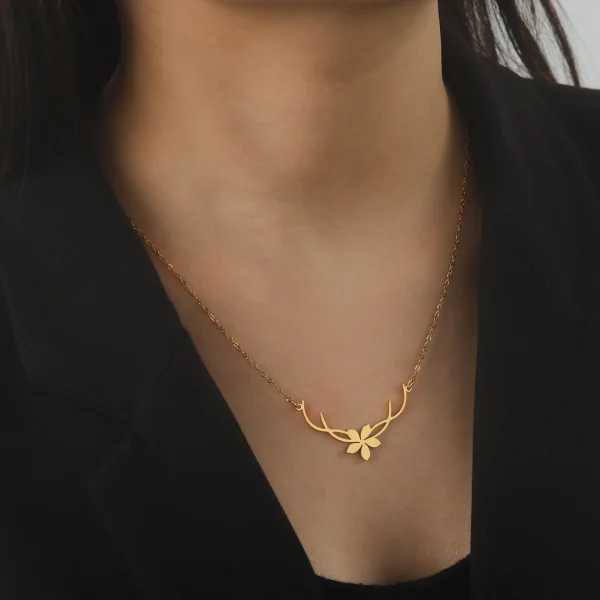 Collier Pendentif Fleur Romantique pour Femme, Acier… – Rune de… – Image 14