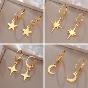 boucles d'oreilles pendantes lune étoile pour femmes… – Chant…