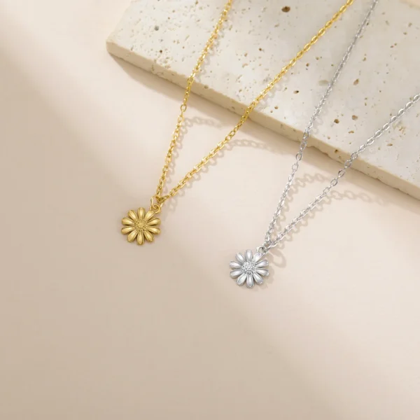Flower Pendant Necklace for Women Girls Stainless Steel… –… – Image 25