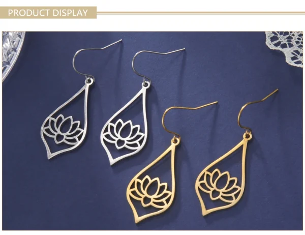 Lotus Dangle Earrings 2025 Stainless Steel Bohemian… – Ailes… – Image 19