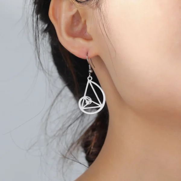 Fibonacci Triangle Spiral Golden Ratio Dangle Earrings… – Rune… – Image 16