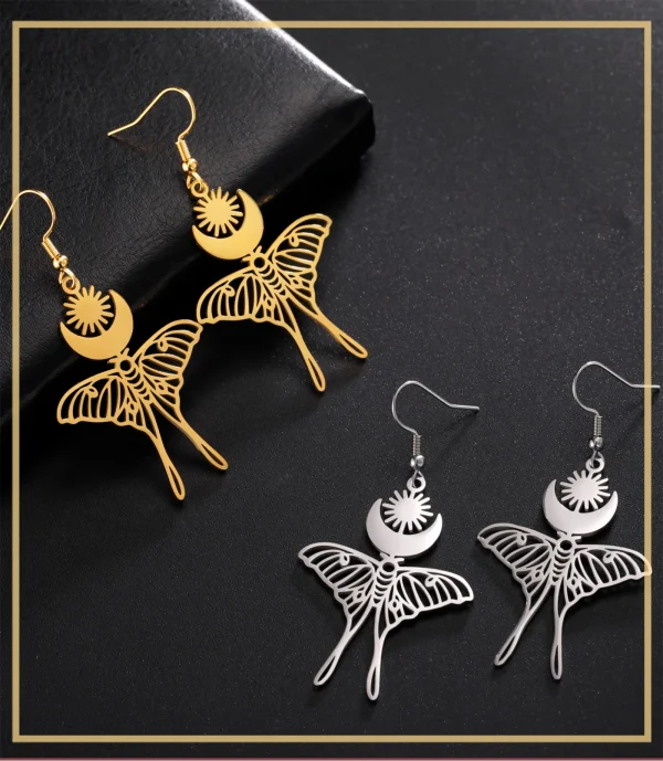 boucles d'oreilles lune soleil papillon pour femmes,… – Chant… – Image 14