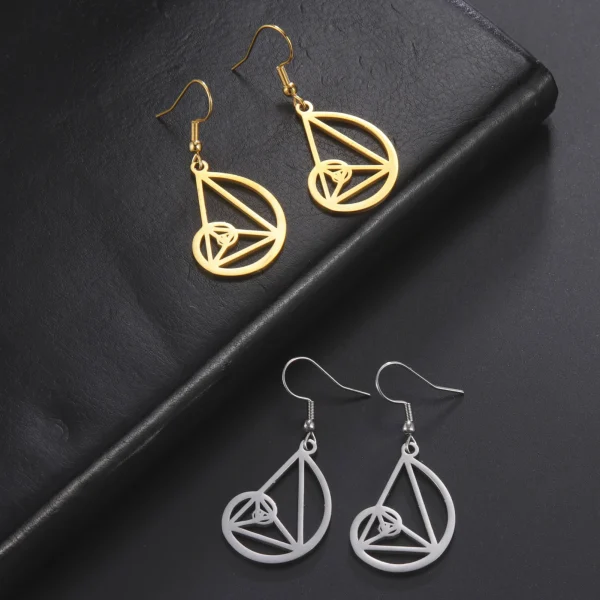 Fibonacci Triangle Spiral Golden Ratio Dangle Earrings… – Rune… – Image 4
