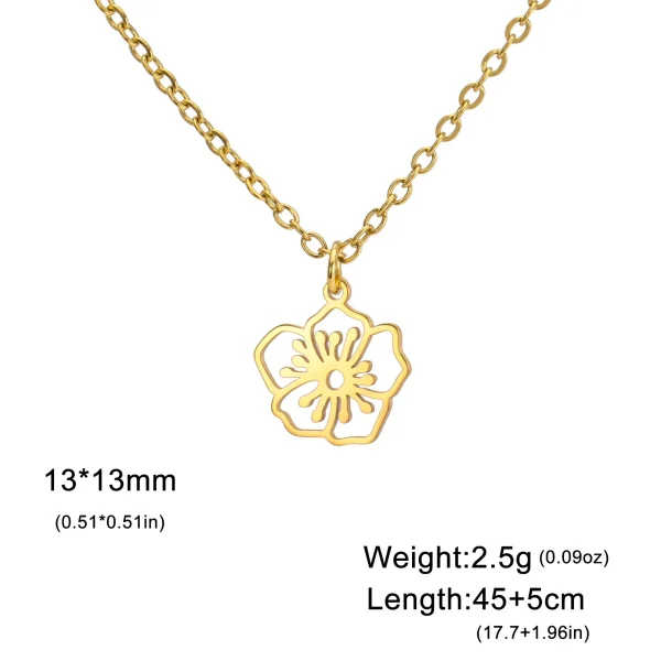 Collier pendentif fleurs pour femme, acier inoxydable,… – Ailes… – Image 12